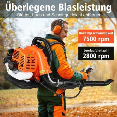  Benzin Laubbläser Laubgebläse 3 PS Rücken Garten Laub Bläser Blasgerät 2.3 KW
