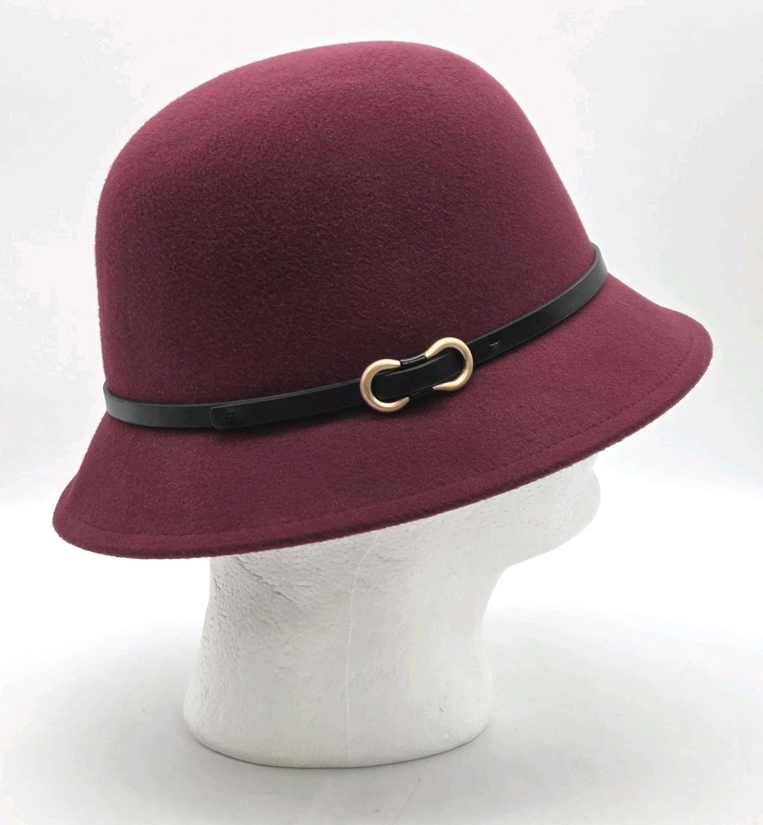 Liz Claiborne Ivory Wool Cloche Bucket Hat Elegant Classic 24/25”Circumference Lizzy ivory wool felt cloche hat with leather belt – Bronteshop main image 4