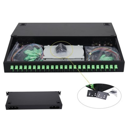 - 2 Packs 24 Singlemode 24 Port SC-APC Rack Mount Enclosure Box & Splice Tray...