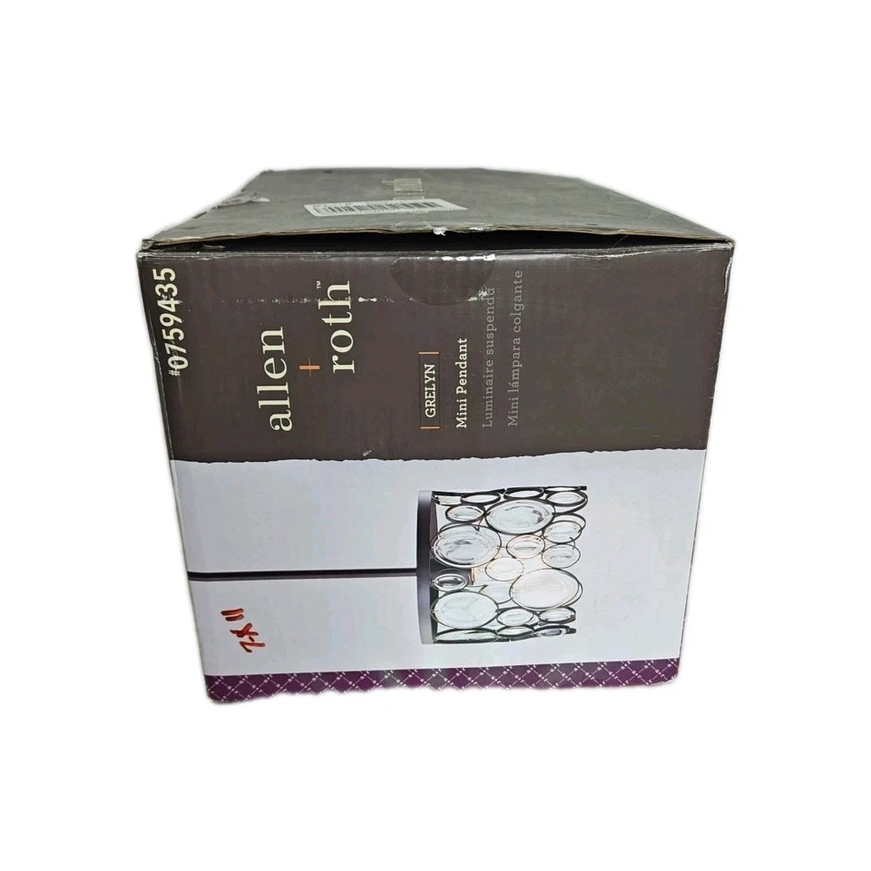 Allen + Roth Mini Pendant Aged Bronze Beveled Glass Shade New In Box - Image 2 of 4