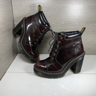Doc Martens Averil Boots Womens 7 Burgundy Leather Heel Platform Chunky Goth Y2K