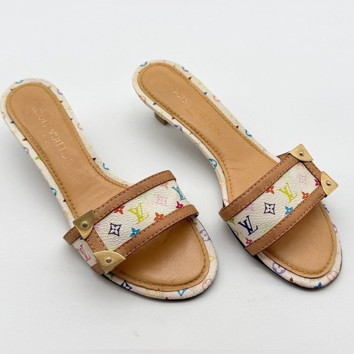 Louis Vuitton Y2K Murakami Multicolor LV Monogram Mule Slide Sandals EU 37