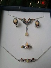 925Silber Set,Top Multiedelsteine mit OPAL,KETTE,OHRSTECKER,RING,ARMBAND,585...