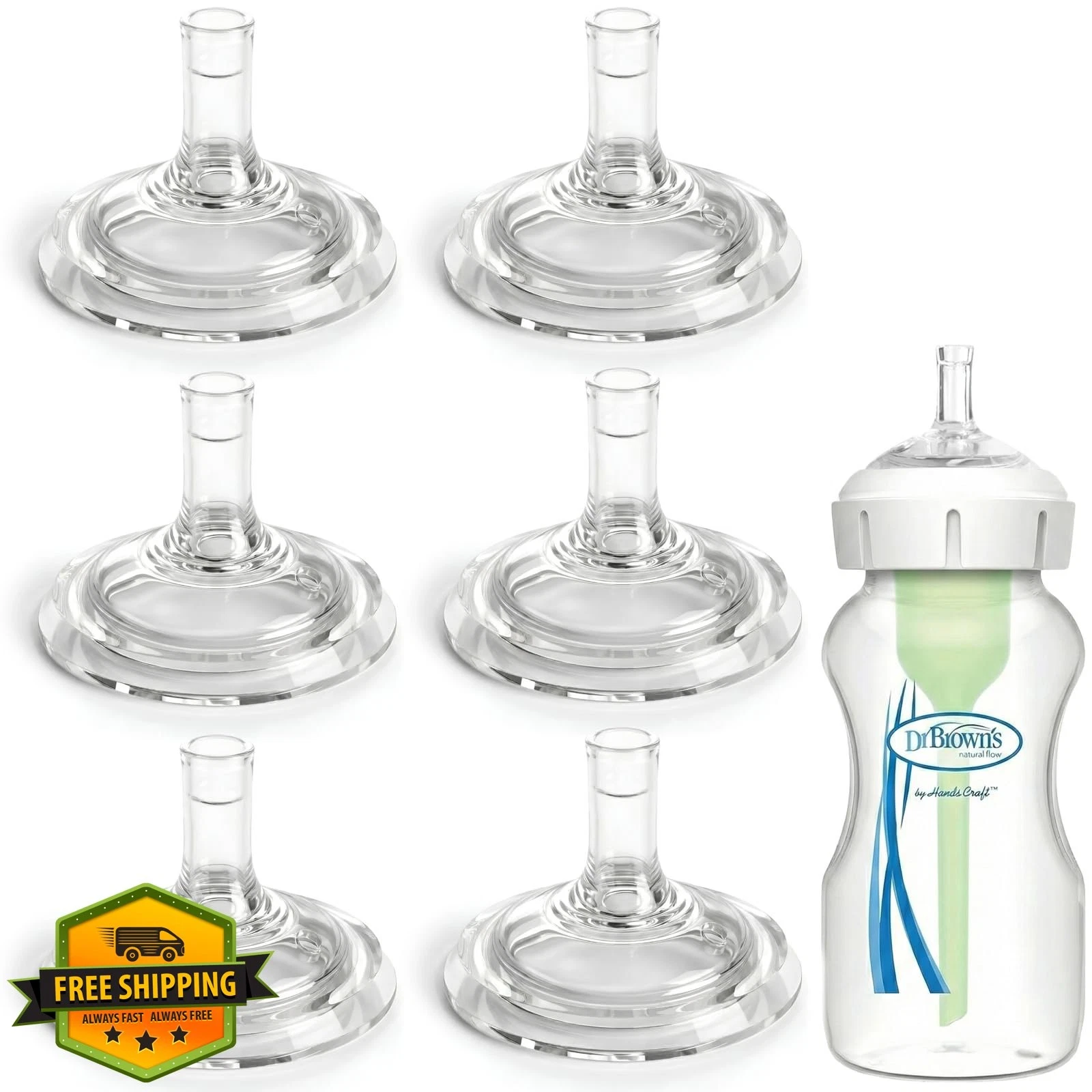 CHUBBIEE Sippy Straw Spouts Dr. Brown's Wide-Neck 6pk