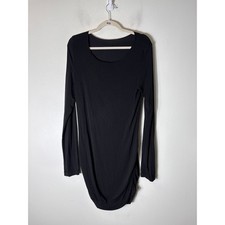 Hard Tail Black Long Sleeve Ruched Midi Dress Sz L