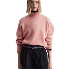 Other Stories Mock Neck Pullover Sweater Womens M Pink Oversized Knit Cozy