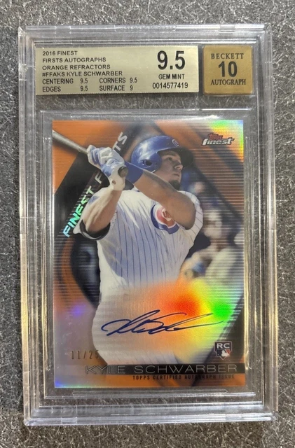 KYLE SCHWARBER 2016 Finest Orange Refractor Rookie on-card AUTO /25 BGS 9.5