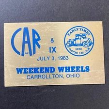 1983 Early Times Ohio Custom Car Club Weekend Wheels Plaque