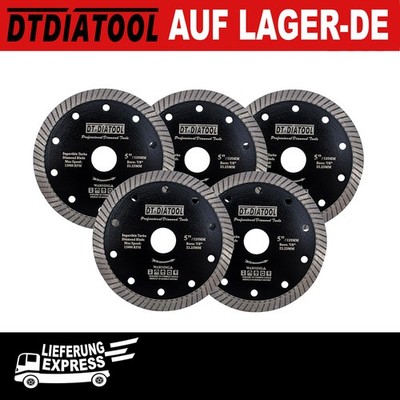 DT-DIATOOL 5pcs 5'' Diamant-Trennscheibe Super Thin Turbo Saw Blades Cutting Disc