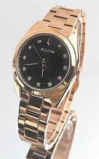 Bulova Surveyor 97P156 Black Dail Rose Gold Bracelet Women's Quartz Watch