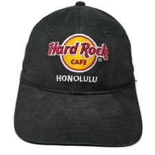 Hard Rock Cafe Honolulu Strapback Baseball Hat Black One Size Embroidered