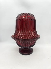 VINTAGE Indiana Glass Red Diamond Point Fairy Lamp Footed Pedestal Base
