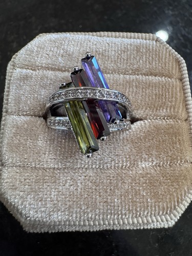 Anello RS Covenant (RSC) tono argento ametista granato tormalina strass misura 5,5 - Foto 1 di 5