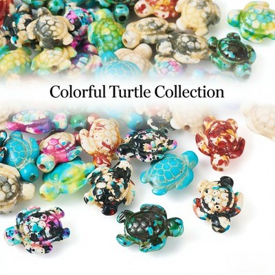 100-Pack Turtle Beads   Vibrant Mixed-Color Charms for Bracelet Necklace making