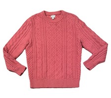 J Crew Coastal Lux Cotton Cable Knit Sweater Crew Neck Salmon Pink Mens Medium