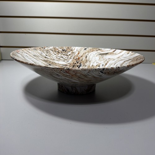 Haeger pottery 3295 Pedestal Bowl metallic spatter Swirl centerpiece 1985 Retro