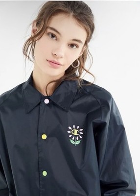 NWT Champion x Susan Alexandra Flower Coach Rain Jacket Windbreaker Sz S Black