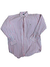Ralph Lauren Shirt Men Size 16Multicolor Stripe Yarmouth Button Up Oxford Cotton