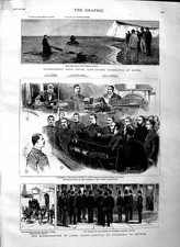 Original Old Antique Print 1883 James Carey Bow Police Court Dover Life-Saving
