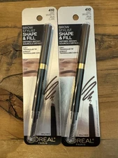 Lot of (2) Loreal Brow Stylist Lift & Shape Brow Definers #410 LIGHT BRUNETTE