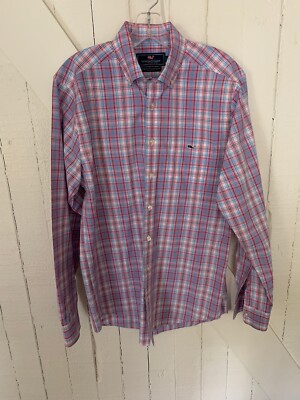Vineyard Vines Men's Medium Slim Fit Tucker Shirt Long Sleeve Button Front Check
