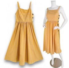 Urban Outfitters yellow stripe shirred sundress sleeveless A-line summer dress M