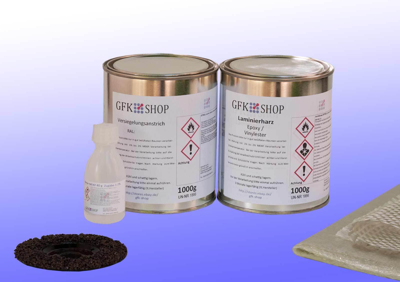 GFKREPARATURSET TANK,BEHÄLTER,FAß HARZ, GLASFASER GEWERBLICH NACH