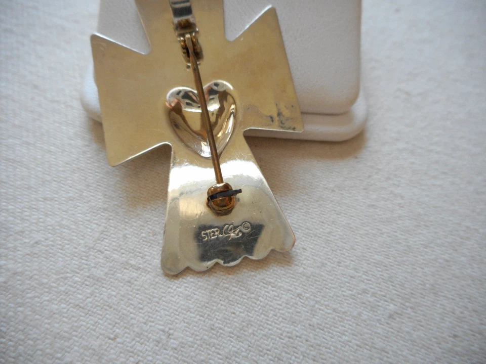 Broche o colgante de plata de ley con corazón de ángel Carolyn Pollack RE2713 Foto 3 de 4