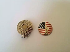 1 SET OF US FLAG with Statue of Liberty GOLF BALL MARKER & GOLF HAT CLIP 