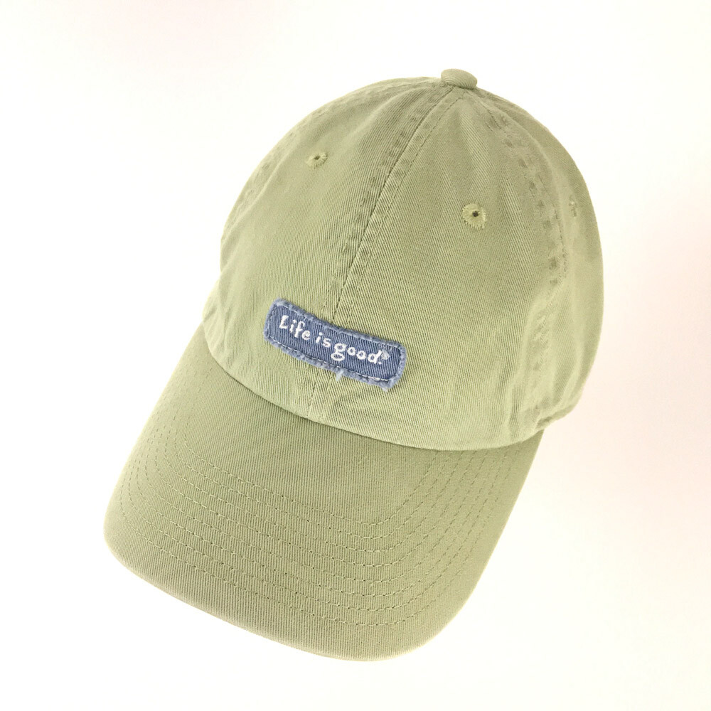 Life Is Good rectangle patch hat light green cott… - image 1