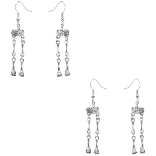 2 Pairs Women Dangle Earrings Punk Skeleton Foot Wedding Dress - Afbeelding 1 van 12