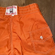 Vtg Birdwell Beach Britches Board Shorts Mens 27 Swim Trunks 3" Nylon Orange NOS