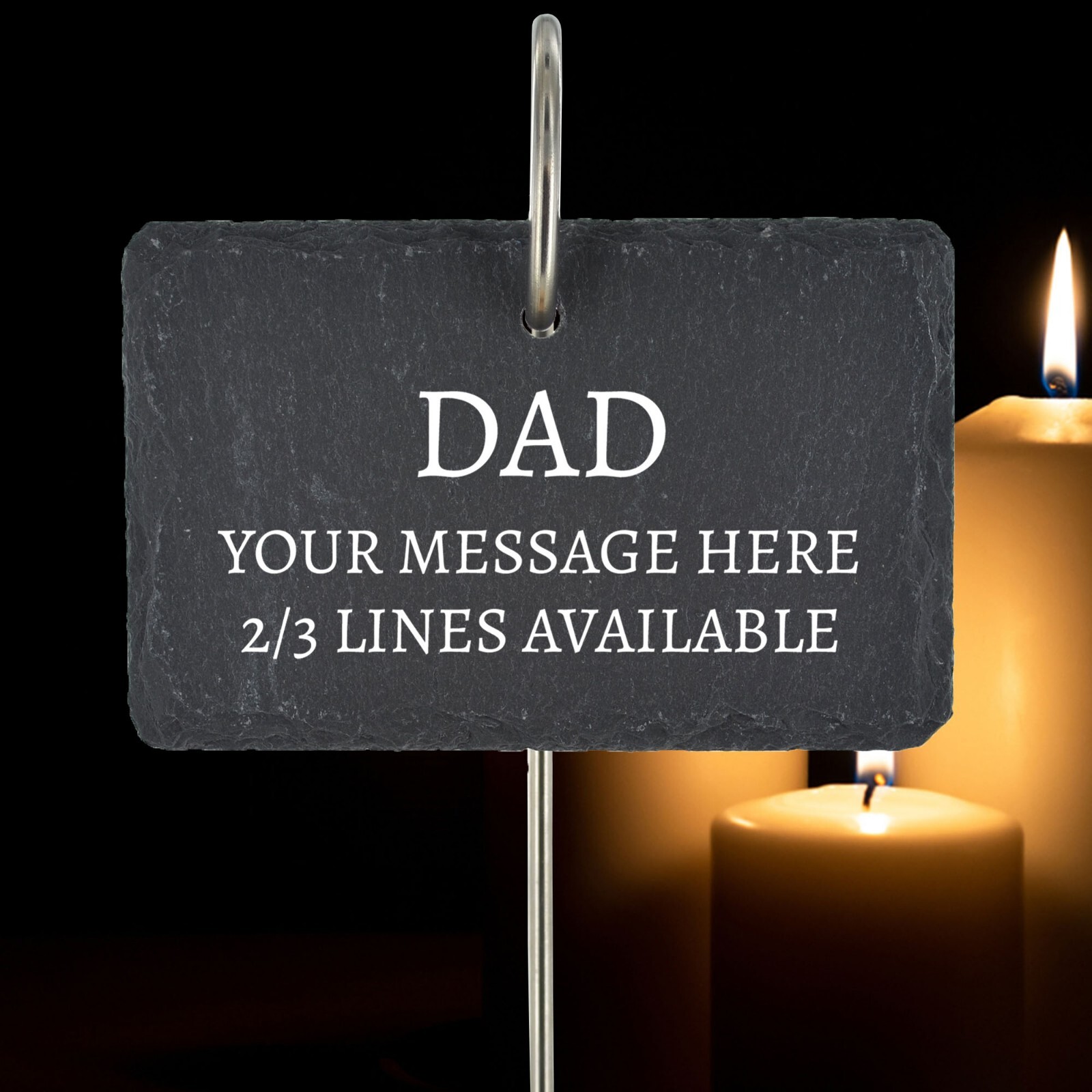 Personalised Dad Grave Stick Marker Your Message Here Slate Black & White