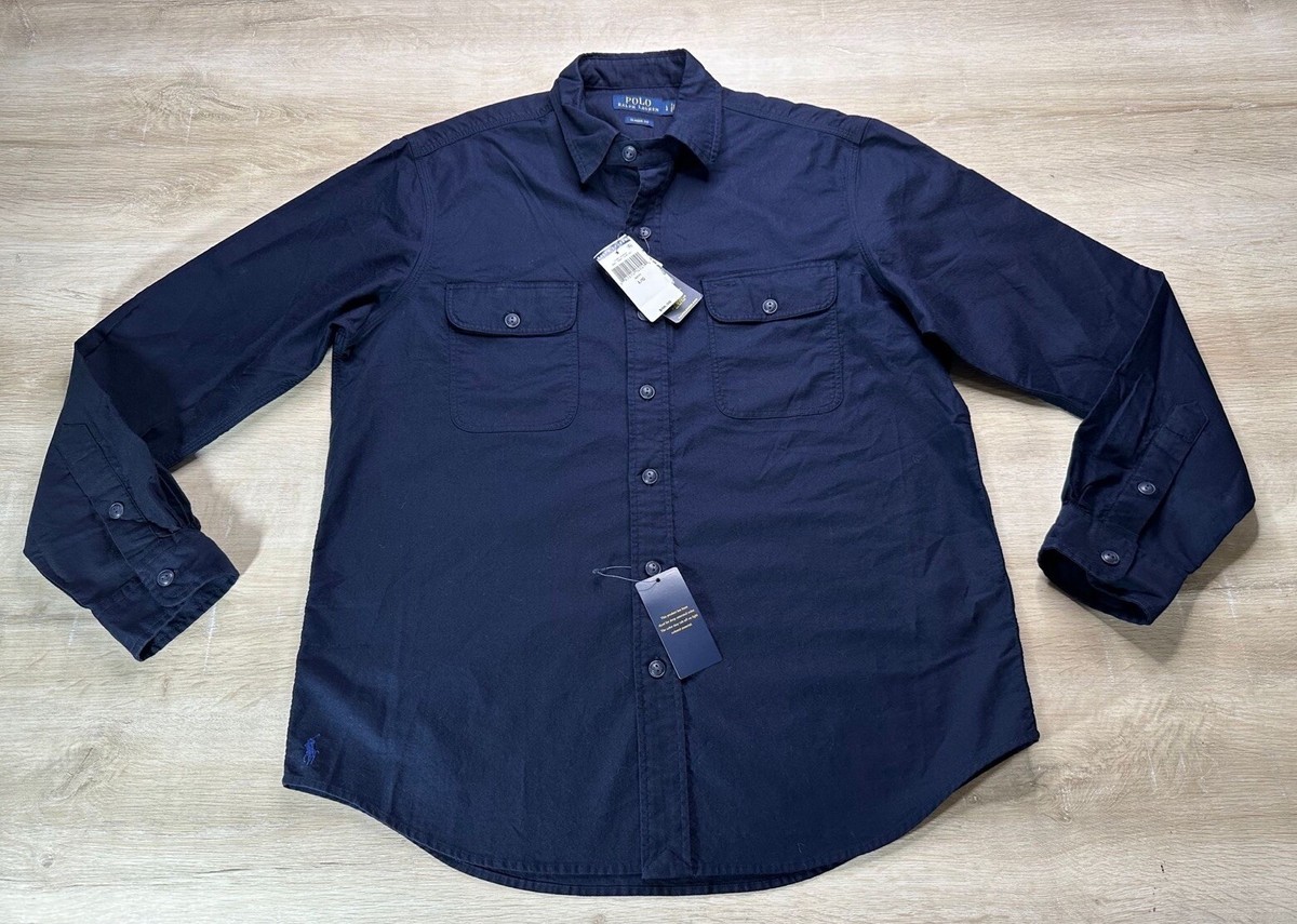 NWT Polo Ralph Lauren Mens Shirt Blue XXL Herringbone Classic Fit
