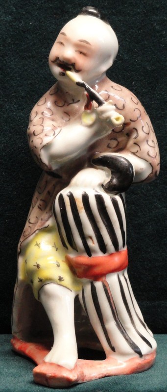 Antique Chinese Pipe Smoking Man Figurine Standing Incense Burner Cover - 1 of 2