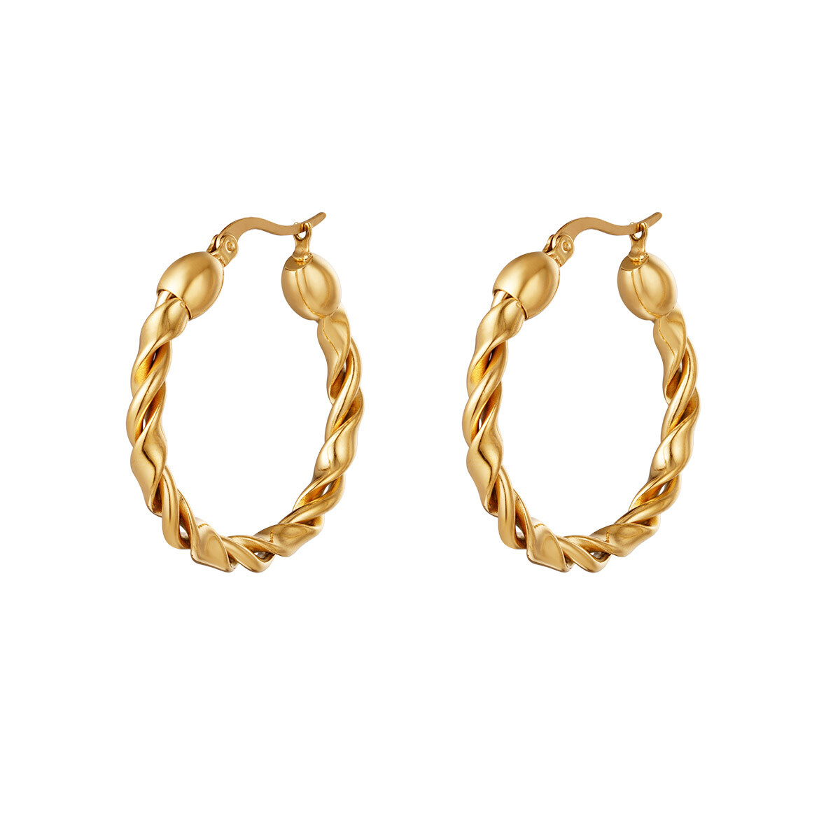 18ct Gold-Plated 33mm Twisted Hoop Earrings