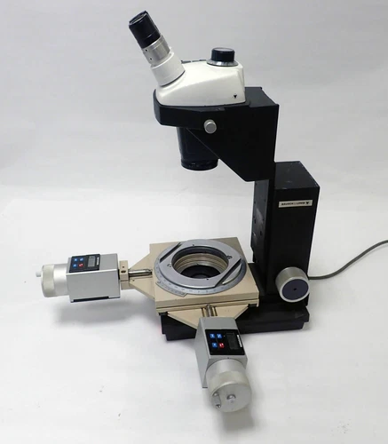 BAUSCH & LOMB STEREOZOOM 5 MEASURING MICROSCOPE w/ MITUTOYO MICROMETER X-Y STAGE