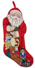 21  Santa Christmas Stocking Needlepoint Back Opening 7  