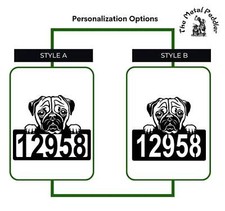 Pug Address Sign - Detailed Dog Design with Custom House Numbers - Made in USA