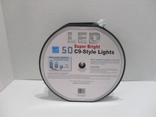 LED String Lights 50 Count Clear Super Bright C9 Green Wire Christmas Outdoor