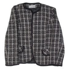 Via Nola Cardigan Style Womens Jacket Black Plaid M