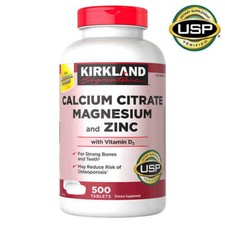 Kirkland Signature Calcium Citrate Magnesium and Zinc - 500 Tablets - NEW