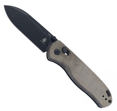 Kizer Drop Bear Folding Knife Green Micarta Handle 154CM Plain Black V3619C4