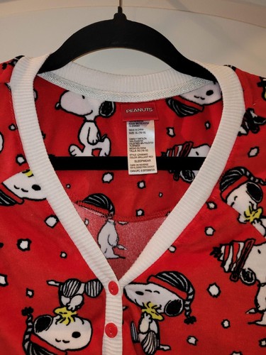 Peanuts Women's Fleece Pajama SET Snoopy Woodstock Snow Winter size XL - Picture 6 of 24