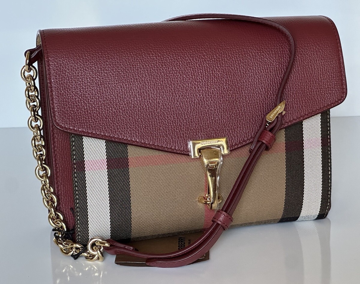 NWT Burberry Small Macken House Check Leather Cross Body Bag NWT Burberry Small Macken House Check Leather Cross Body Bag