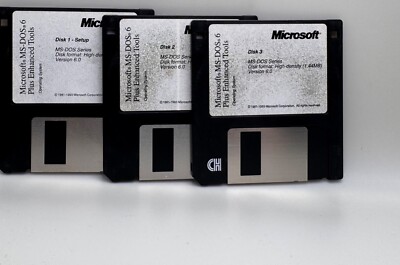 3 Disc Set for Microsoft MS-DOS 6 Operating System + Enhanced Tools 3.5''