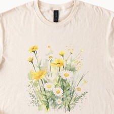 Yellow Daisy Flower Graphic Shirt Watercolor Botanical Floral Tee Gift
