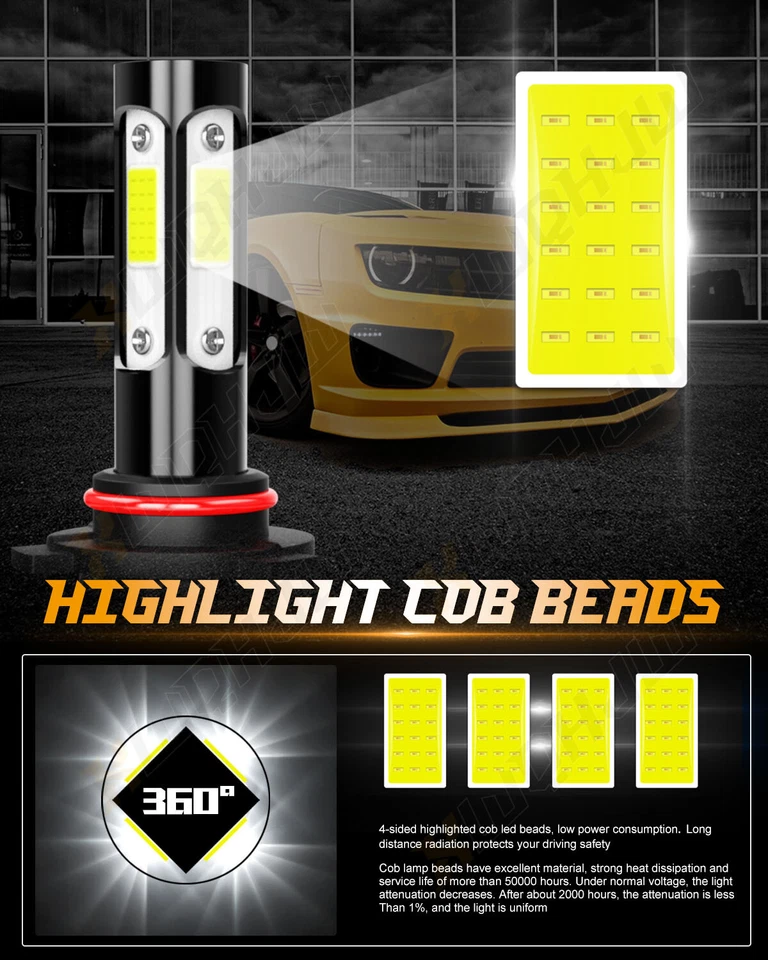 Para BMW 325i 325is 1988-1989 6000K Bombilla Faro Alto Bajo + Luces Antiniebla Foto 3 de 4