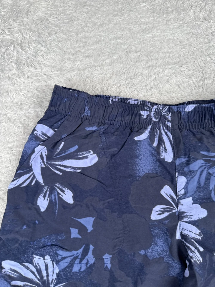 Pantalones Cortos Columbia Hombres Pequeños Azul Floral Hawaiano 100% Nylon Natación Gimnasio Correr 30x5 Foto 4 de 4