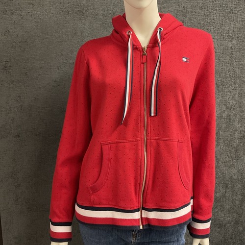 Tommy Hilfiger Red/White/Blue Zip Up Jacket Hoodie Women’s Size Large Sweatshirt - Picture 10 of 15